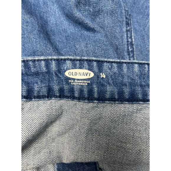 Old Navy Womens Jean Skirt‎ 14 Blue Button Up A Line Cotton Denim Flap Pocket - Picture 6 of 10